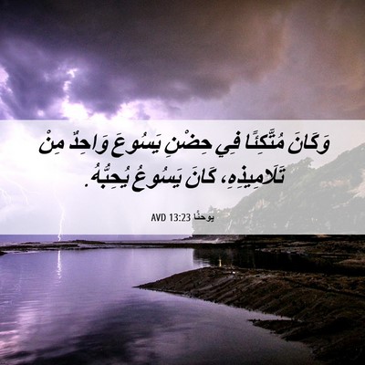 Picture 06 - يوحنَّا 13:23 AVD - وَكَانَ مُتَّكِئًا فِي - Bible Verse Picture