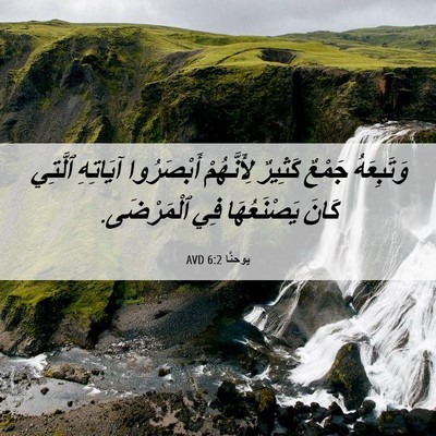 Picture 06 - يوحنَّا 6:2 AVD - وَتَبِعَهُ جَمْعٌ كَثِيرٌ - Bible Verse Picture