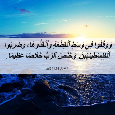 Picture 06 - ١ أخبار 11:14 AVD - وَوَقَفُوا فِي وَسَطِ - Bible Verse Picture