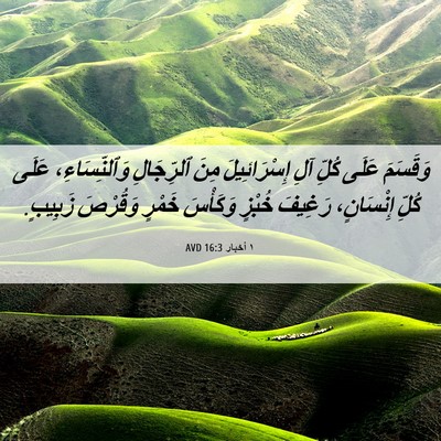 Picture 06 - ١ أخبار 16:3 AVD - وَقَسَمَ عَلَى كُلِّ آلِ - Bible Verse Picture
