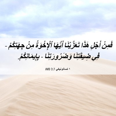 Picture 06 - ١ تسالونيكي 3:7 AVD - فَمِنْ أَجْلِ هَذَا - Bible Verse Picture