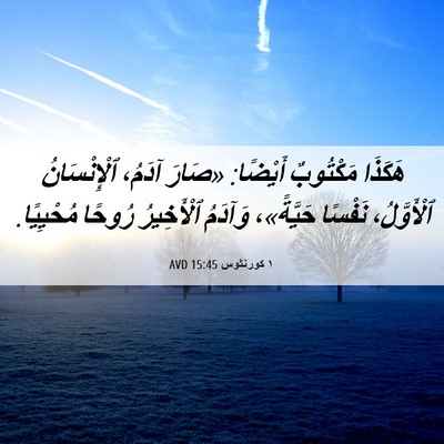 Picture 06 - ١ كورنثوس 15:45 AVD - هَكَذَا مَكْتُوبٌ أَيْضًا: - Bible Verse Picture