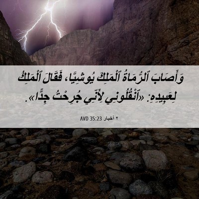 Picture 06 - ٢ أخبار 35:23 AVD - وَأَصَابَ ٱلرُّمَاةُ - Bible Verse Picture