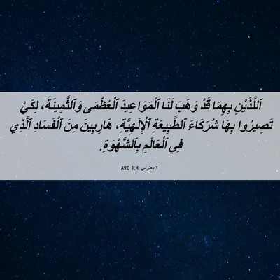 Picture 06 - ٢ بطرس 1:4 AVD - ٱللَّذَيْنِ بِهِمَا قَدْ - Bible Verse Picture