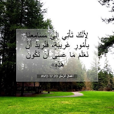 Picture 07 - أَعْمَالُ ٱلرُّسُلِ 17:20 AVD - لِأَنَّكَ تَأْتِي إِلَى - Bible Verse Picture