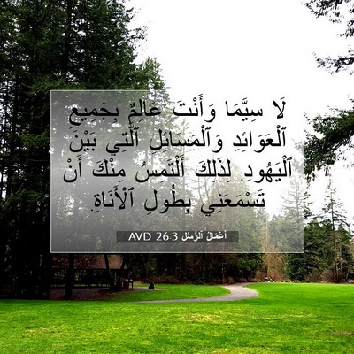 Picture 07 - أَعْمَالُ ٱلرُّسُلِ 26:3 AVD - لَا سِيَّمَا وَأَنْتَ - Bible Verse Picture