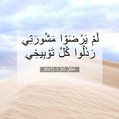 Picture 07 - أَمْثَالٌ 1:30 AVD - لَمْ يَرْضَوْا مَشُورَتِي. - Bible Verse Picture