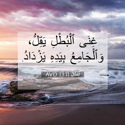 Picture 07 - أَمْثَالٌ 13:11 AVD - غِنَى ٱلْبُطْلِ يَقِلُّ، - Bible Verse Picture