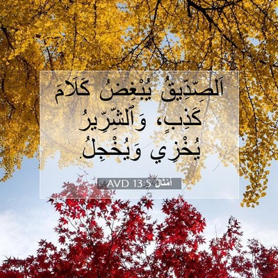 Picture 07 - أَمْثَالٌ 13:5 AVD - اَلصِّدِّيقُ يُبْغِضُ - Bible Verse Picture