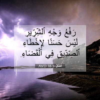 Picture 07 - أَمْثَالٌ 18:5 AVD - رَفْعُ وَجْهِ ٱلشِّرِّيرِ - Bible Verse Picture