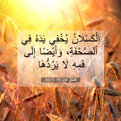 Picture 07 - أَمْثَالٌ 19:24 AVD - اَلْكَسْلَانُ يُخْفِي - Bible Verse Picture
