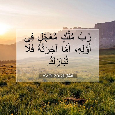 Picture 07 - أَمْثَالٌ 20:21 AVD - رُبَّ مُلْكٍ مُعَجِّلٍ فِي - Bible Verse Picture