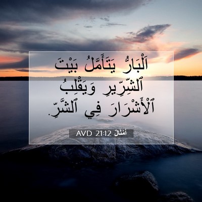 Picture 07 - أَمْثَالٌ 21:12 AVD - اَلْبَارُّ يَتَأَمَّلُ - Bible Verse Picture