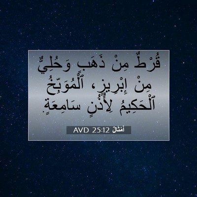 Picture 07 - أَمْثَالٌ 25:12 AVD - قُرْطٌ مِنْ ذَهَبٍ - Bible Verse Picture
