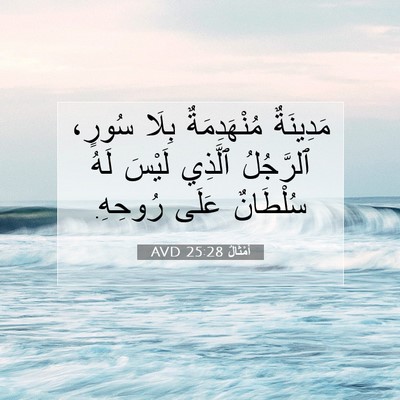 Picture 07 - أَمْثَالٌ 25:28 AVD - مَدِينَةٌ مُنْهَدِمَةٌ - Bible Verse Picture