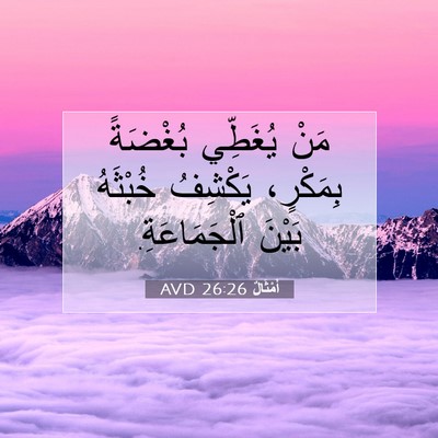 Picture 07 - أَمْثَالٌ 26:26 AVD - مَنْ يُغَطِّي بُغْضَةً - Bible Verse Picture