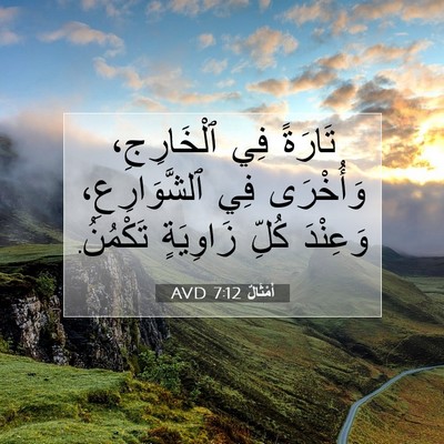 Picture 07 - أَمْثَالٌ 7:12 AVD - تَارَةً فِي ٱلْخَارِجِ، - Bible Verse Picture
