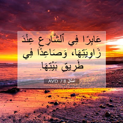 Picture 07 - أَمْثَالٌ 7:8 AVD - عَابِرًا فِي ٱلشَّارِعِ - Bible Verse Picture
