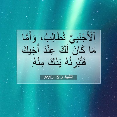 Picture 07 - اَلتَّثْنِيَة 15:3 AVD - ٱلْأَجْنَبِيَّ تُطَالِبُ، - Bible Verse Picture