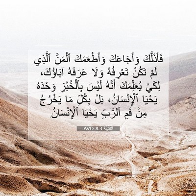 Picture 07 - اَلتَّثْنِيَة 8:3 AVD - فَأَذَلَّكَ وَأَجَاعَكَ - Bible Verse Picture