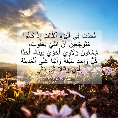 Picture 07 - اَلتَّكْوِينُ 34:25 AVD - فَحَدَثَ فِي ٱلْيَوْمِ - Bible Verse Picture