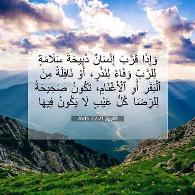 Picture 07 - اَللَّاوِيِّينَ 22:21 AVD - وَإِذَا قَرَّبَ إِنْسَانٌ - Bible Verse Picture