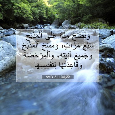 Picture 07 - اَللَّاوِيِّينَ 8:11 AVD - وَنَضَحَ مِنْهُ عَلَى - Bible Verse Picture