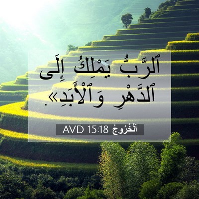 Picture 07 - اَلْخُرُوجُ 15:18 AVD - ٱلرَّبُّ يَمْلِكُ إِلَى - Bible Verse Picture