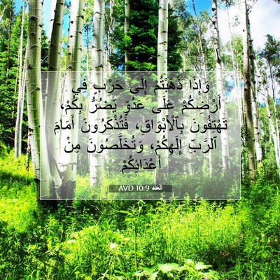 Picture 07 - اَلْعَدَد 10:9 AVD - وَإِذَا ذَهَبْتُمْ إِلَى - Bible Verse Picture