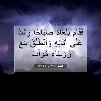 Picture 07 - اَلْعَدَد 22:21 AVD - فَقَامَ بَلْعَامُ - Bible Verse Picture