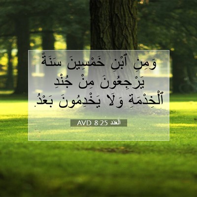 Picture 07 - اَلْعَدَد 8:25 AVD - وَمِنِ ٱبْنِ خَمْسِينَ - Bible Verse Picture