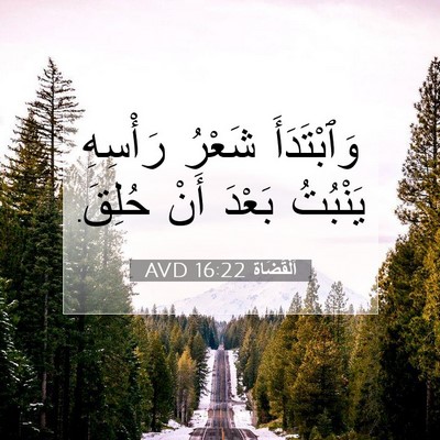 Picture 07 - اَلْقُضَاة 16:22 AVD - وَٱبْتَدَأَ شَعْرُ - Bible Verse Picture