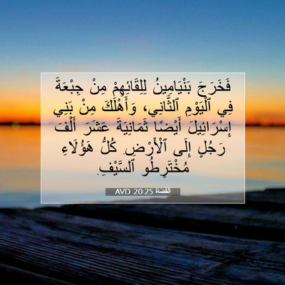 Picture 07 - اَلْقُضَاة 20:25 AVD - فَخَرَجَ بَنْيَامِينُ - Bible Verse Picture