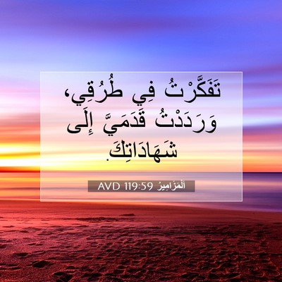 Picture 07 - اَلْمَزَامِيرُ 119:59 AVD - تَفَكَّرْتُ فِي طُرُقِي، - Bible Verse Picture
