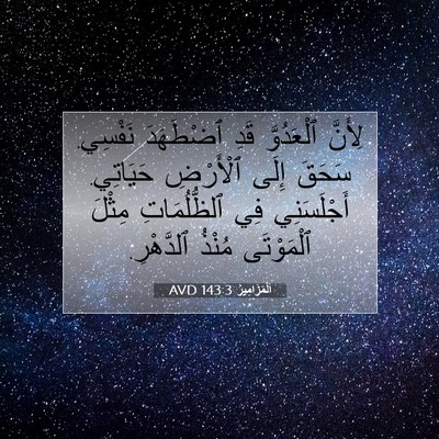 Picture 07 - اَلْمَزَامِيرُ 143:3 AVD - لِأَنَّ ٱلْعَدُوَّ قَدِ - Bible Verse Picture