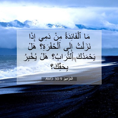 Picture 07 - اَلْمَزَامِيرُ 30:9 AVD - مَا ٱلْفَائِدَةُ مِنْ - Bible Verse Picture