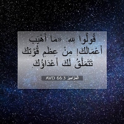 Picture 07 - اَلْمَزَامِيرُ 66:3 AVD - قُولُوا لِلهِ: «مَا - Bible Verse Picture
