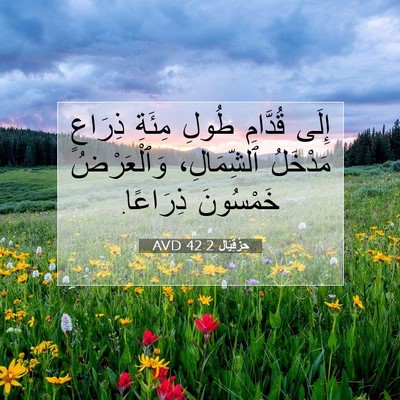 Picture 07 - حِزْقِيَال 42:2 AVD - إِلَى قُدَّامِ طُولِ - Bible Verse Picture