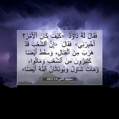 Picture 07 - صَمُوئِيلَ ٱلثَّانِي 1:4 AVD - فَقَالَ لَهُ دَاوُدُ: - Bible Verse Picture