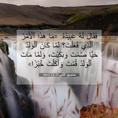 Picture 07 - صَمُوئِيلَ ٱلثَّانِي 12:21 AVD - فَقَالَ لَهُ عَبِيدُهُ: - Bible Verse Picture