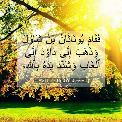 Picture 07 - صَمُوئِيلَ ٱلْأَوَّلُ 23:16 AVD - فَقَامَ يُونَاثَانُ بْنُ - Bible Verse Picture