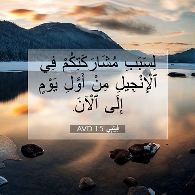 Picture 07 - فِيلِبِّي 1:5 AVD - لِسَبَبِ مُشَارَكَتِكُمْ - Bible Verse Picture