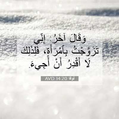 Picture 07 - لُوقا 14:20 AVD - وَقَالَ آخَرُ: إِنِّي - Bible Verse Picture