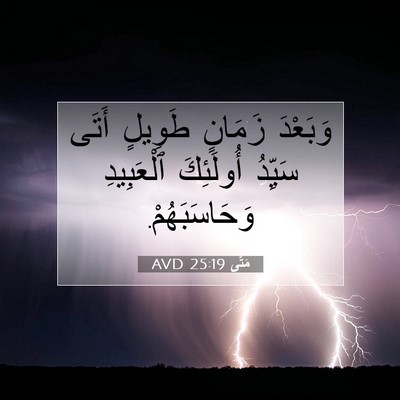 Picture 07 - مَتَّى 25:19 AVD - وَبَعْدَ زَمَانٍ طَوِيلٍ - Bible Verse Picture