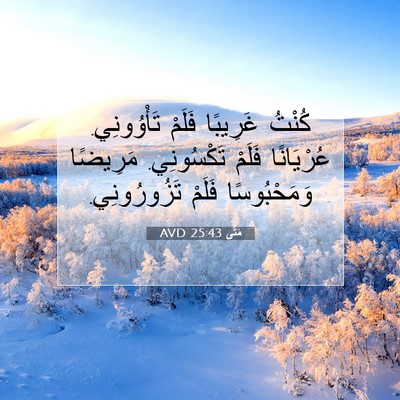 Picture 07 - مَتَّى 25:43 AVD - كُنْتُ غَرِيبًا فَلَمْ - Bible Verse Picture
