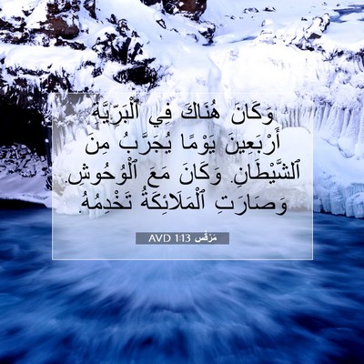 Picture 07 - مَرْقُس 1:13 AVD - وَكَانَ هُنَاكَ فِي - Bible Verse Picture