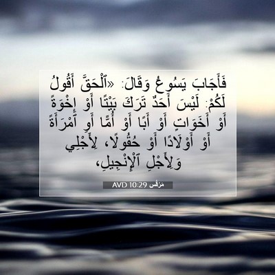 Picture 07 - مَرْقُس 10:29 AVD - فَأَجَابَ يَسُوعُ وَقَالَ: - Bible Verse Picture