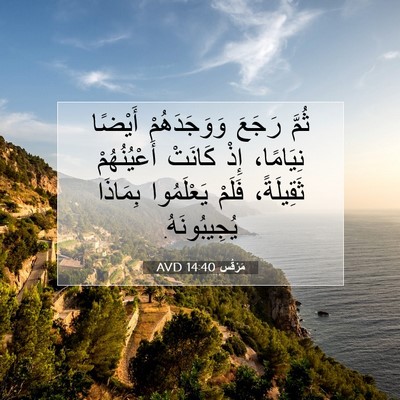 Picture 07 - مَرْقُس 14:40 AVD - ثُمَّ رَجَعَ وَوَجَدَهُمْ - Bible Verse Picture