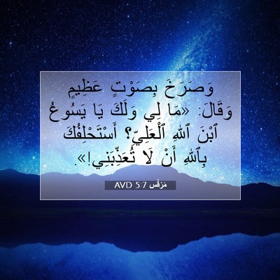 Picture 07 - مَرْقُس 5:7 AVD - وَصَرَخَ بِصَوْتٍ عَظِيمٍ - Bible Verse Picture