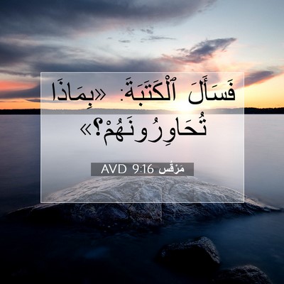 Picture 07 - مَرْقُس 9:16 AVD - فَسَأَلَ ٱلْكَتَبَةَ: - Bible Verse Picture